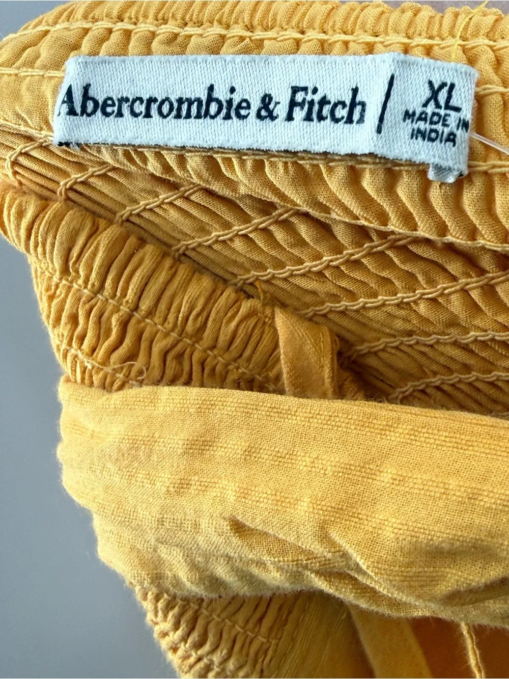 NWT Abercrombie & Fitch Cotton Tiered Smocked Maxi Dress Golden Yellow Size XL